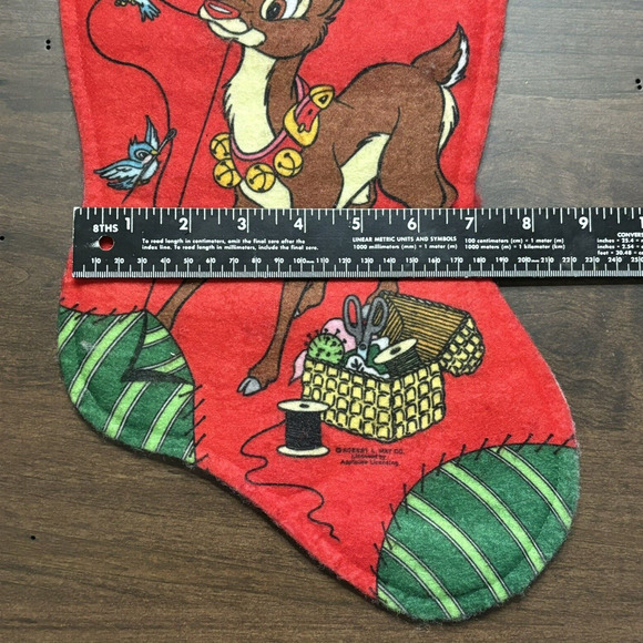 Vtg Rudolph the Red Nosed Reindeer Christmas Stocking Robert May Felt 80s Retro - Picture 9 of 9